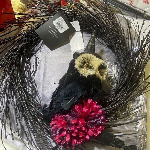 Black Owl Halloween Wreath - Picture 2 of 5
